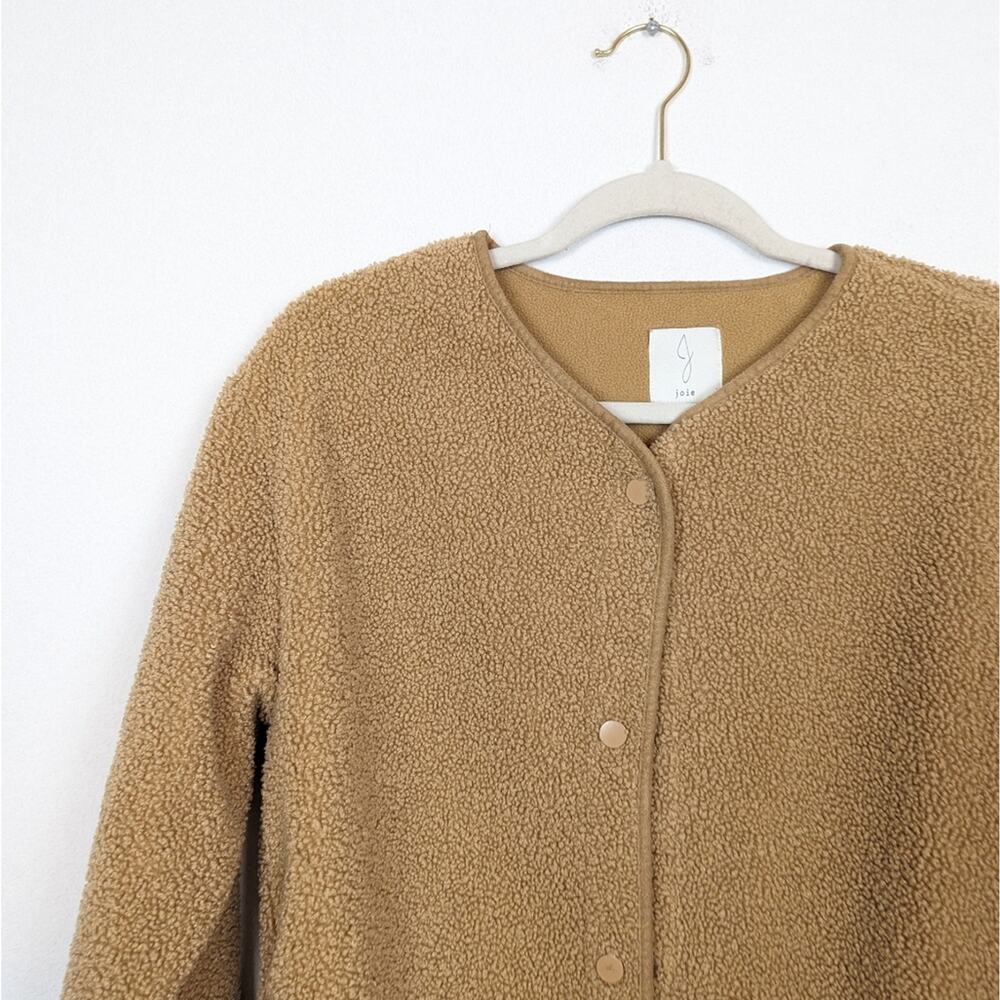 Joie Camel Button Up Sherpa Fuzzy Jacket Size S - image 4